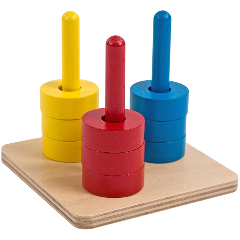 .a Juguetes para niños pequeños | Juguetes Montessori preescolares para  clasificar y apilar de madera, aprender formas y colores, rompecabezas