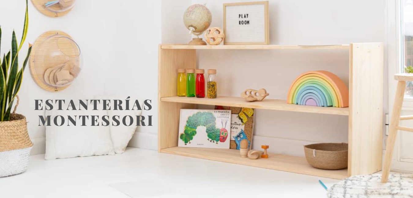 Estantería Montessori 4 baldas 🧡 Estantería Infantil Pared